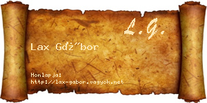 Lax Gábor névjegykártya